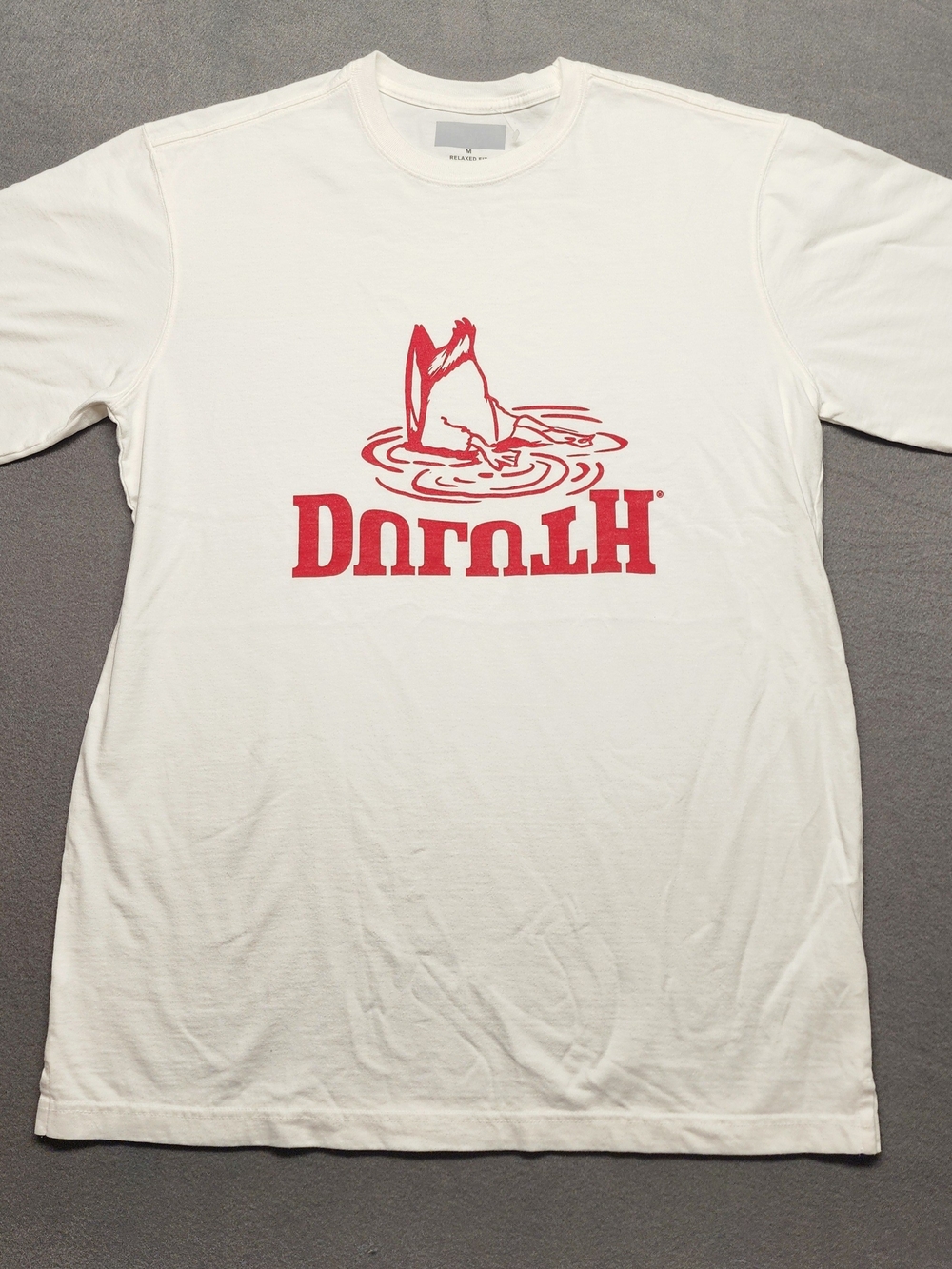 Duluth Trading Company Duck & Backwards Logo Longtail T-Shirt, New, White Medium